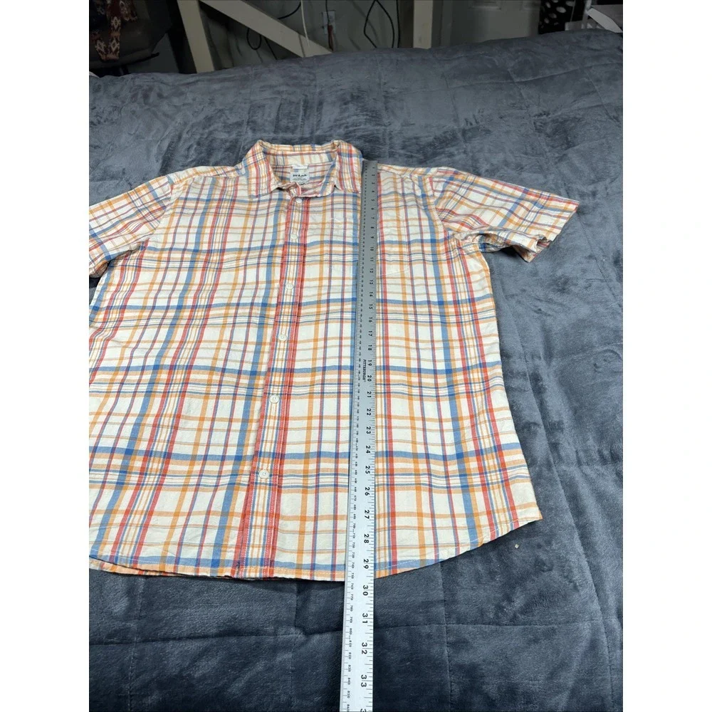Prana Plaid Button Up Shirt Mens Sz XL Multicolor, Casual Short Sleeve‎ Beach - Picture 6 of 8